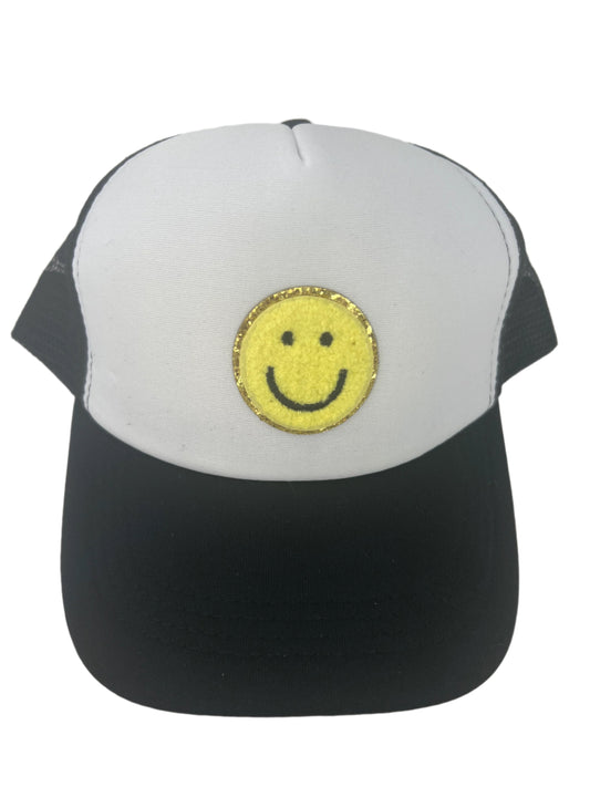 Smiley Face Black Trucker Hat