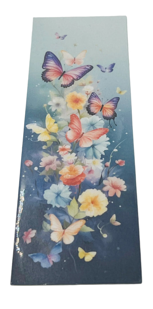 Butterflies and Flowers Blue background