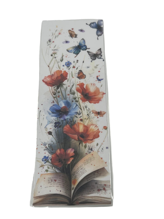 Red and Blue Flowers with Butterflies - 2 sided