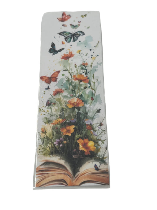 Butterflies with flowers open book